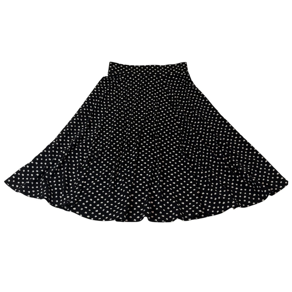 Lands End Womens Black‎ White Abstract Dot A-Line Jersey Skirt Size 2-4 Flare